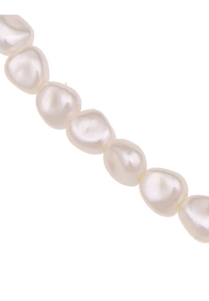 Leslii Damen-Kette Doreen Glieder-Kette Perlen kurze Halskette Modeschmuck-Kette Collier Silber Weiß Outlet