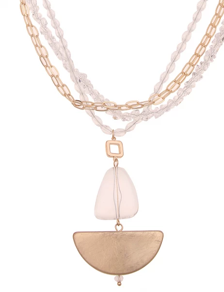 -50% SALE Leslii Lange Halskette Layering Carmen in Gold Weiß Fabrikverkauf