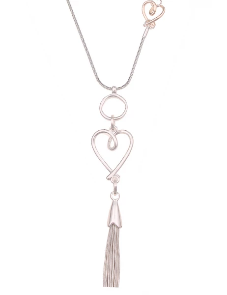 -50% SALE Leslii Lange Halskette Bicolor Herzen in Silber Rosé Kostenloser Versand