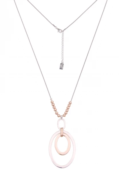 -50% SALE Leslii Lange Halskette Bicolor Ovale in Silber Rosé Limitierter Zeitrabatt