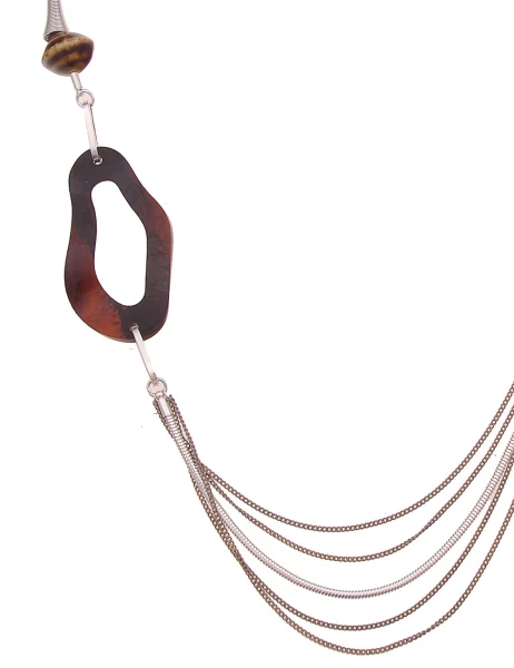 -50% SALE Leslii Lange Halskette Modern Swing in Braun Silber Fabrikpreis