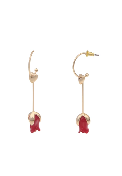 - 50% Sale Leslii Damen-Ohrringe Ohrhänger Statement Creolen Rosen-Ohrringe Blumen Modeschmuck Gold Flash Sale