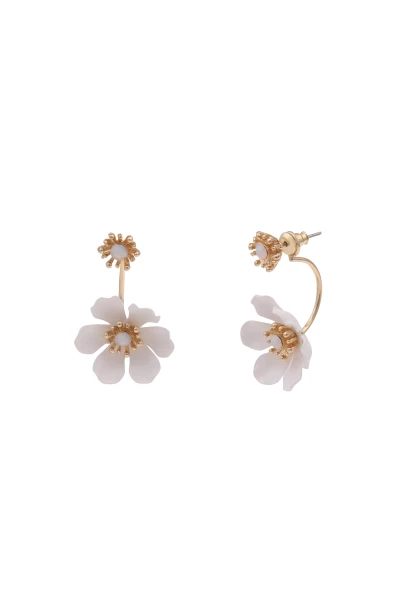 -50% SALE Leslii Ohrringe Ohrstecker Statement Blüte Gold Weiß Online Shopping
