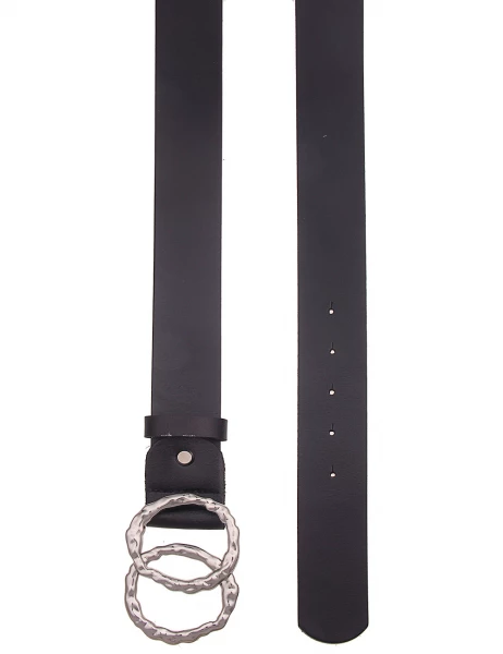 -50% SALE! Leslii Damen-Gürtel Basic echter Leder-Gürtel Doppel Ring Schwarz Silber Vatertagsangebot