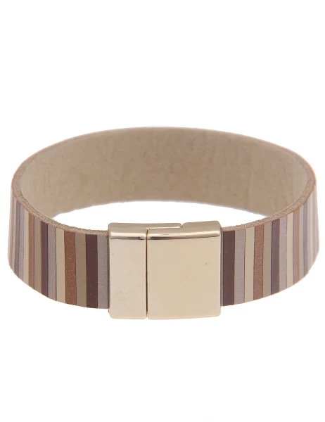 Leslii Armband Statement Streifen-Muster in Braun Gold Super Sparpreis