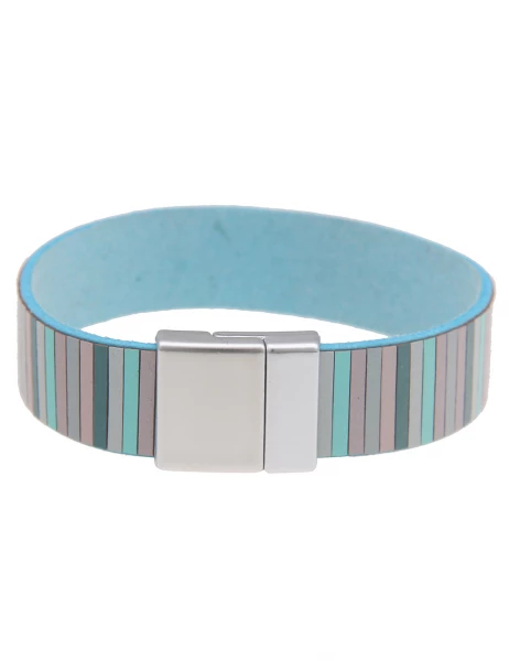 - 50% Sale Leslii Armband Statement Streifen-Muster in Grün Mint Wochenangebot