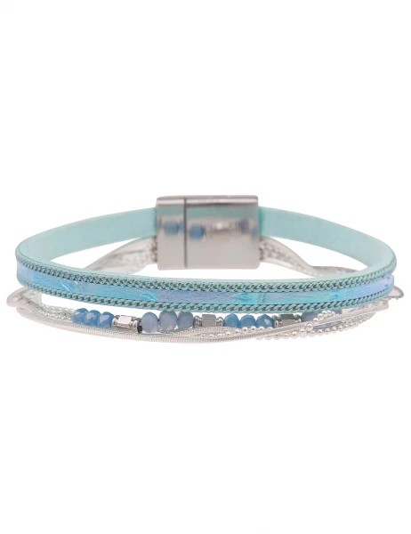 -50% SALE Leslii Armband Metallic Glasperlen in Silber Blau Super Rabatt