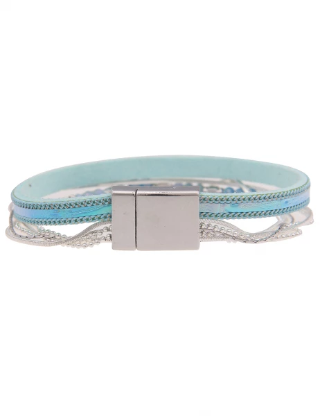 -50% SALE Leslii Armband Metallic Glasperlen in Silber Blau Super Rabatt