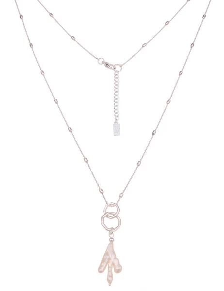 -50% SALE Leslii Lange Halskette Muschel Stück in Silber Weiß Kostenloser Versand international