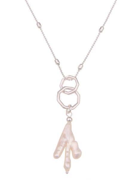 -50% SALE Leslii Lange Halskette Muschel Stück in Silber Weiß Kostenloser Versand international