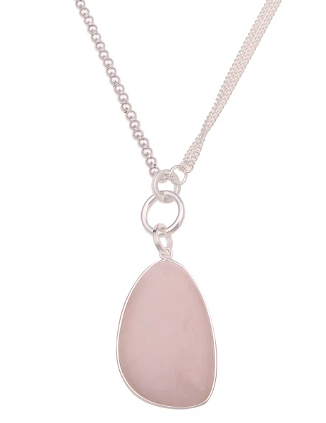 -50% SALE Leslii Lange Halskette Statement Naturstein in Silber Rosa Speichern exportieren