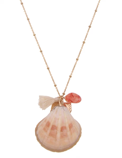 -50% SALE! Leslii Lange Halskette Muschel in Gold Pink Rabatte dieses Monats