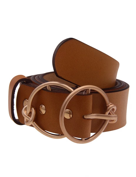 -70% SALE! Leslii Damen-Gürtel Basic Gürtel Doppel-Schließe Knoten in Braun Outlet