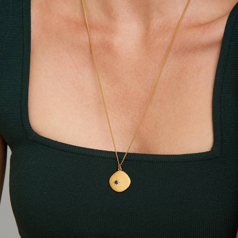 Mosuo Jewellery Geburtsstein Halskette September - Vermeil & Lapis Lazuli Outlet