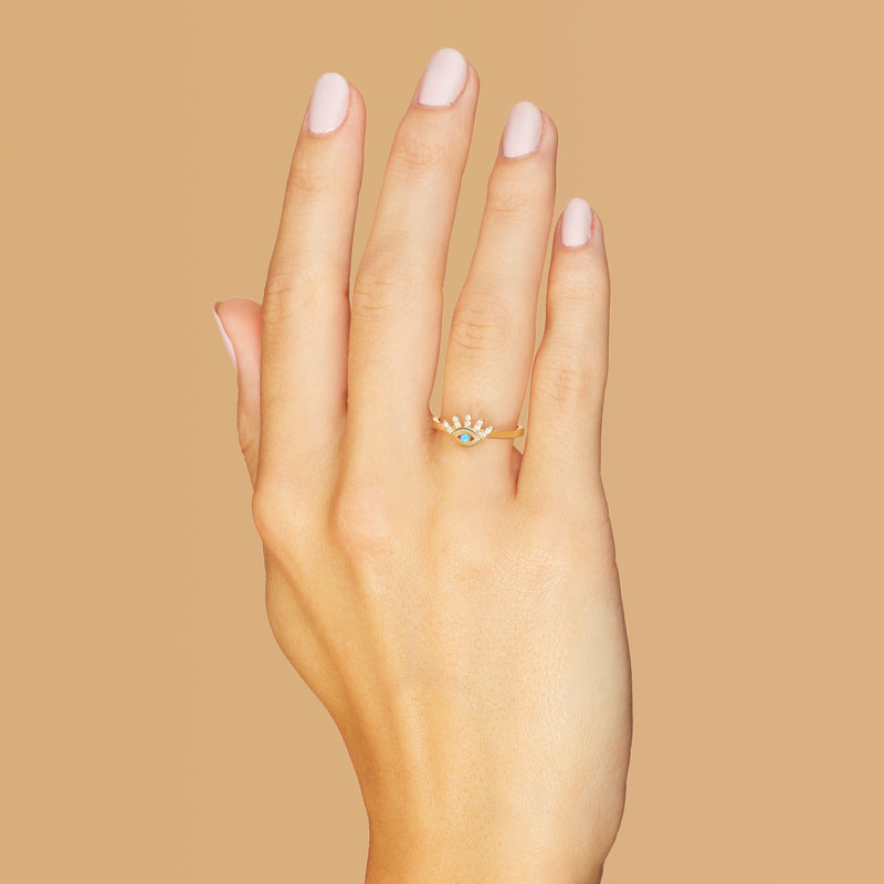 Mosuo Jewellery Türkis Diamant Evil Eye Ring Blitzverkäufe