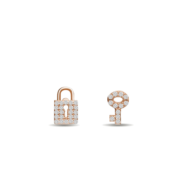 Mosuo Jewellery Schloss und Schlüssel Diamant Ohrstecker Limitierter Zeitrabatt