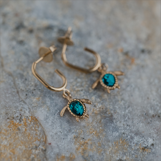 Paul Hewitt Turtle Hoops Ohrring Aquamarine Gold Sonderangebote