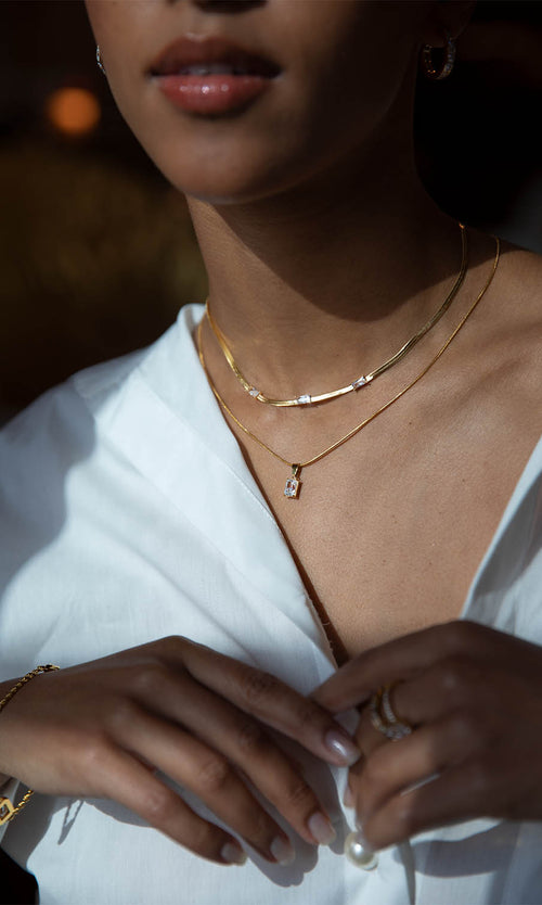 Paul Valentine Baguette Stone Necklace Begrenzte Freigabe