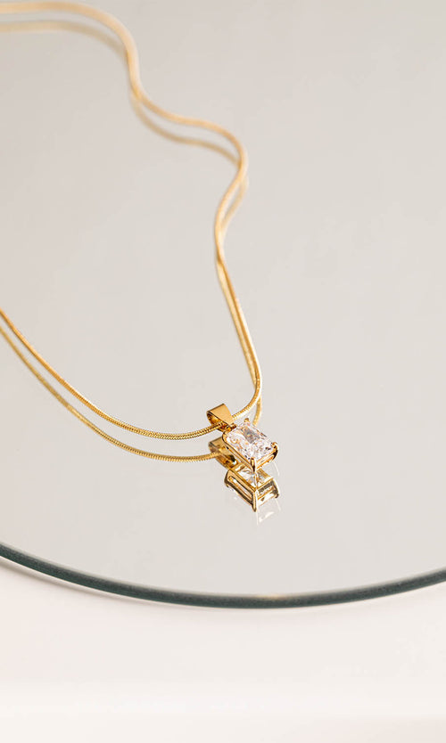 Paul Valentine Baguette Stone Necklace Begrenzte Freigabe