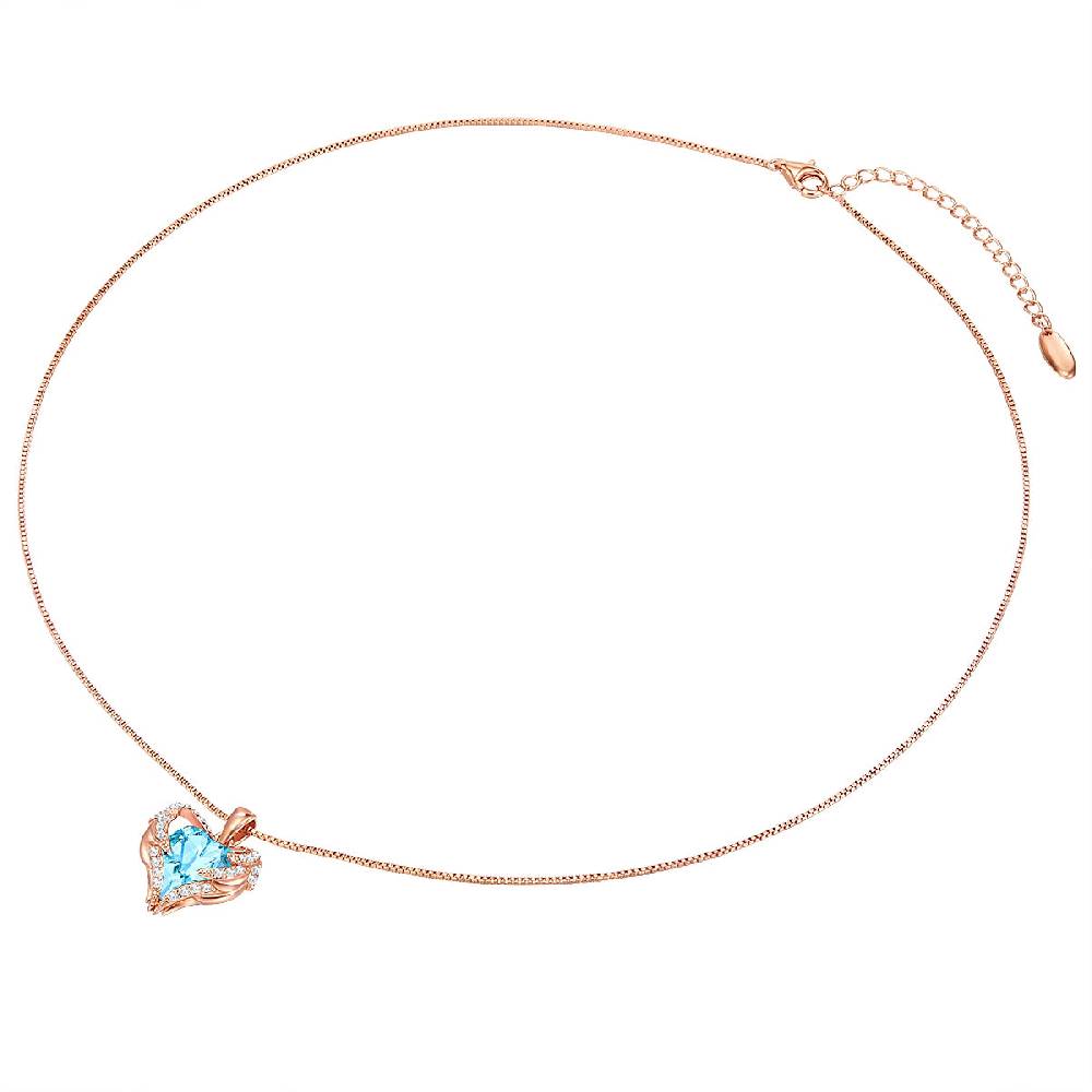 Rafaela Donata Kette mit Anhänger Sterling Silber roségold verziert mit Kristallen von Swarovski® aquamarin weiß Muttertagsangebot