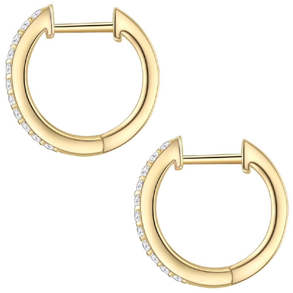 Rafaela Donata Klappcreolen Sterling Silber gelbgold Zirkonia weiß Top Angebot