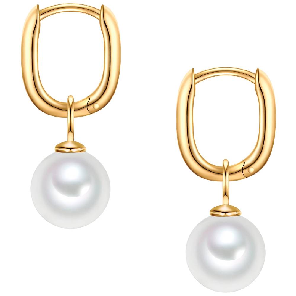 Rafaela Donata Creolen Sterling Silber gelbgold Zirkonia weiß Muschelkernperle weiß Exklusive Angebote