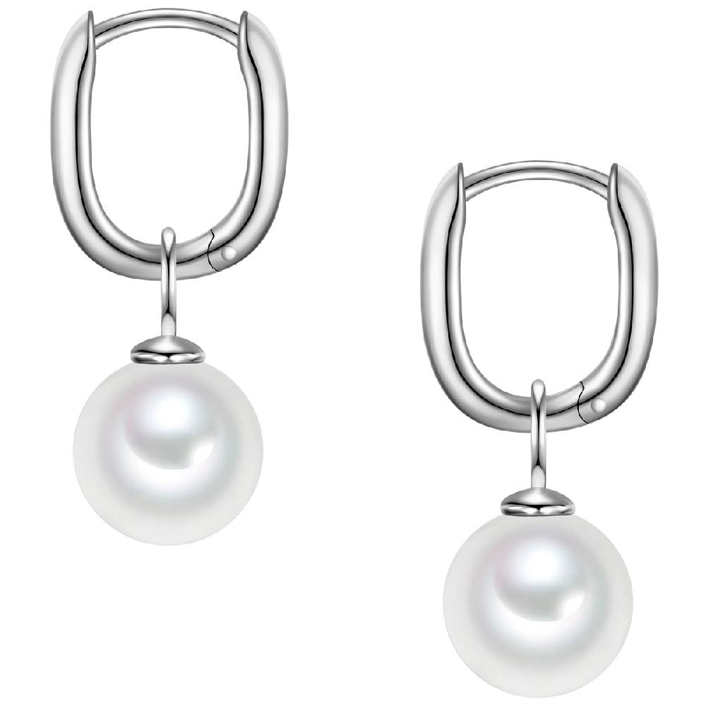 Rafaela Donata Creolen Sterling Silber Zirkonia weiß Muschelkernperle weiß Blitzangebot