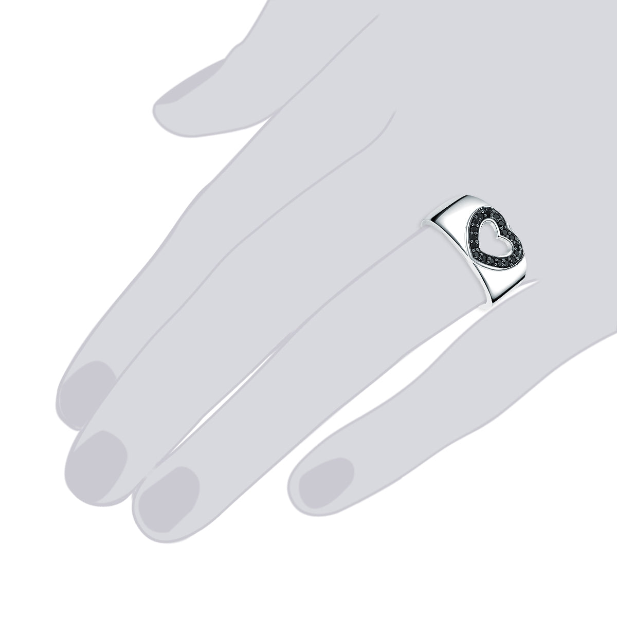Rafaela Donata Ring Sterling Silber Zirkonia schwarz zollfrei