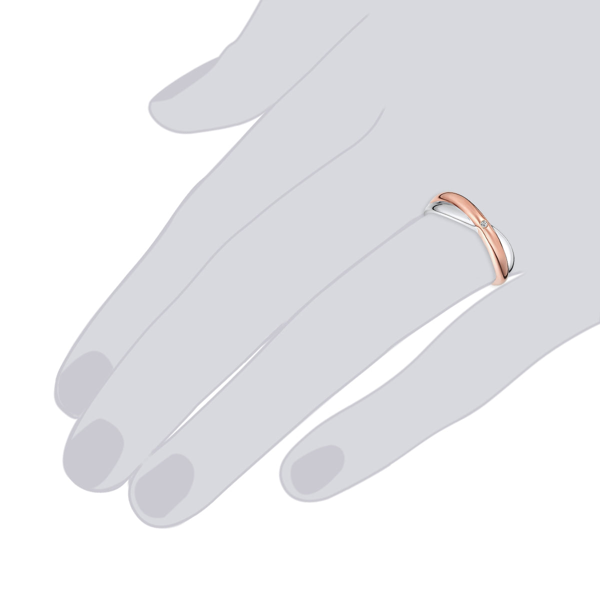 Rafaela Donata Ring Sterling Silber bi-Color Diamant weiß Auslauf