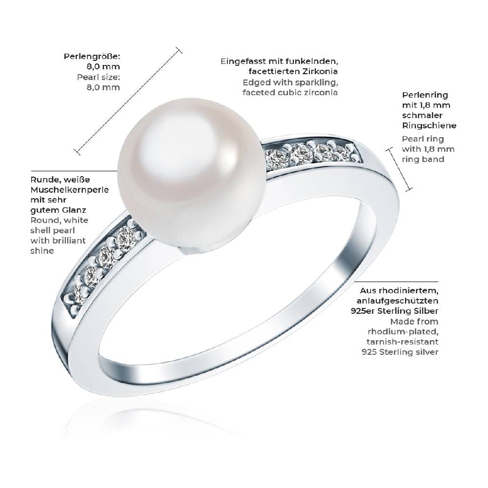 Rafaela Donata Ring Sterling Silber Südsee-Muschelkernperle weiß Zirkonia weiß Rabatt