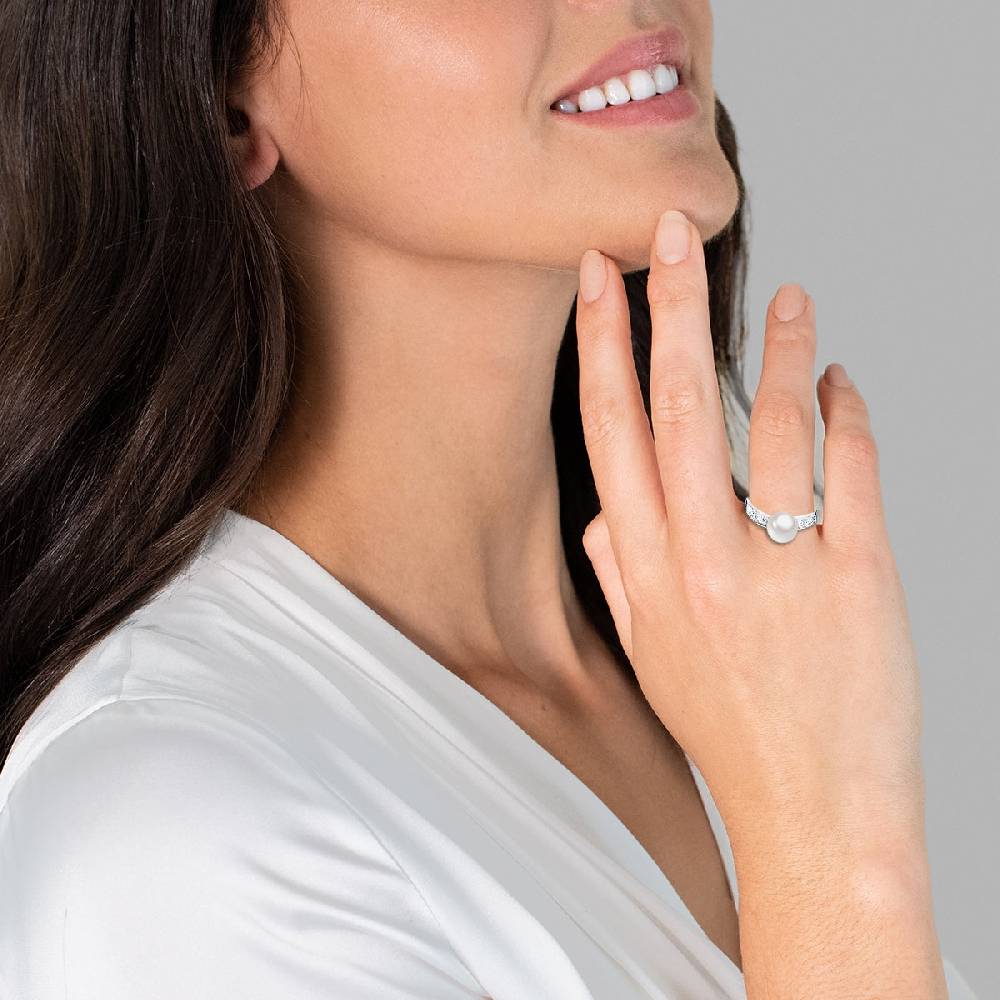 Rafaela Donata Ring Sterling Silber Südsee-Muschelkernperle weiß Zirkonia weiß Rabatt