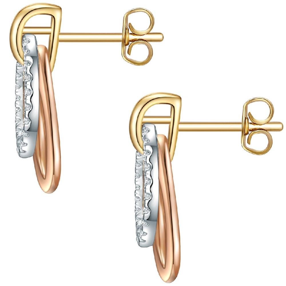 Rafaela Donata Ohrstecker Sterling Silber tri-Color Zirkonia weiß Saisonale Angebote
