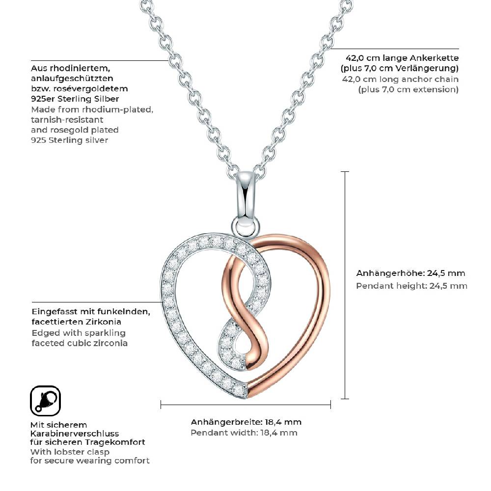 Rafaela Donata Kette mit Anhänger Sterling Silber bi-Color Zirkonia weiß im Angebot
