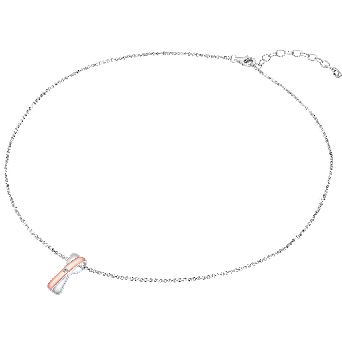 Rafaela Donata Kette mit Anhänger Sterling Silber bi-Color Diamant weiß Online Shopping