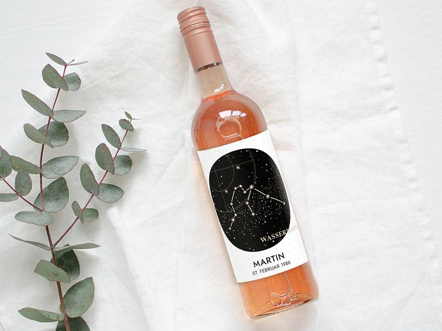 Renna Deluxe Personalisiertes Weinlabel mit Sternzeichen als Geschenk Räumungsverkauf