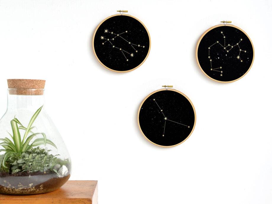 Renna Deluxe Stier Sternzeichen Bild im Stickrahmen Outlet