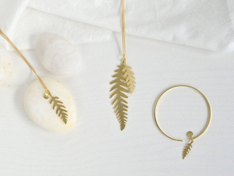 Renna Deluxe Farn Ohrringe in Gold Günstiger Verkauf