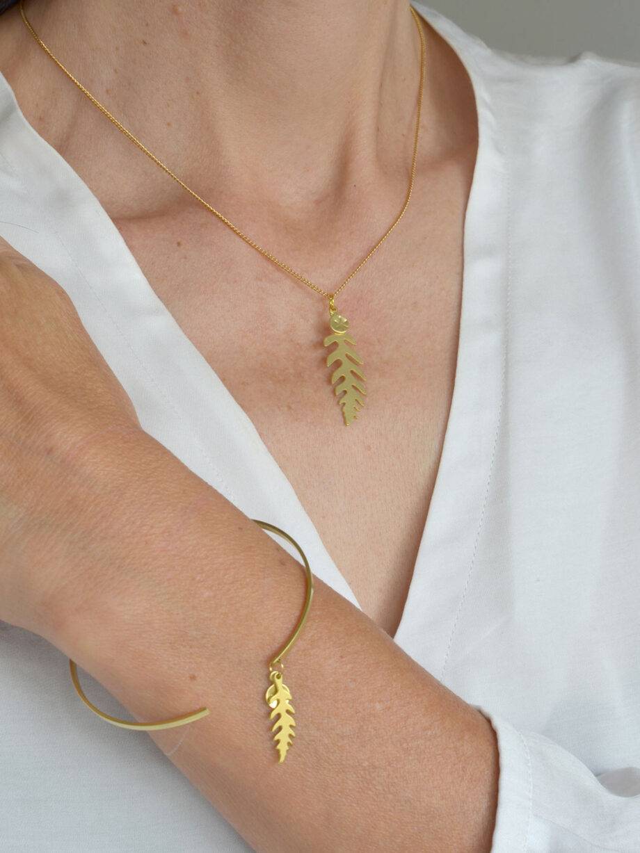Renna Deluxe Farn Ohrringe in Gold Günstiger Verkauf