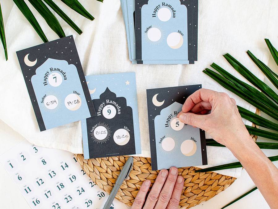 Renna Deluxe RAMADAN Kalender Karten für Sahur und Iftar Begrenzt auf 3 Tage