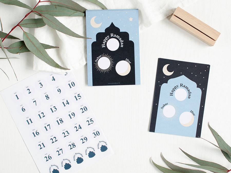 Renna Deluxe RAMADAN Kalender Karten für Sahur und Iftar Begrenzt auf 3 Tage