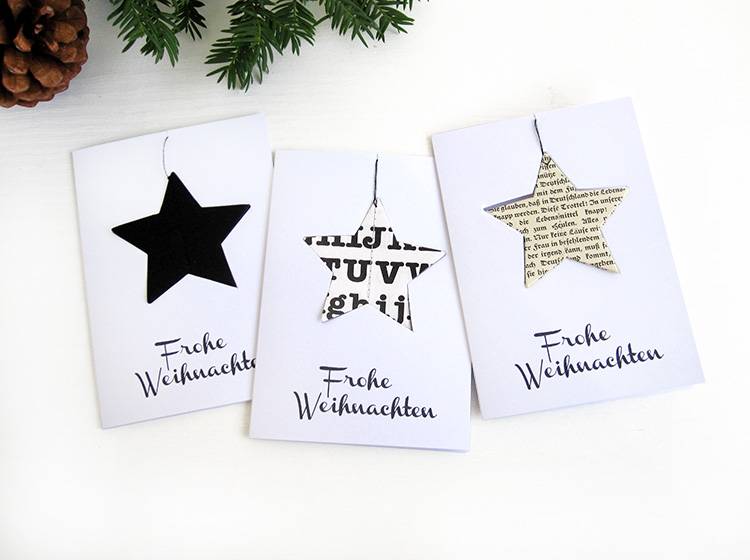 Renna Deluxe Frohe Weihnachten Karte mit Stern in schwarz Preisnachlass