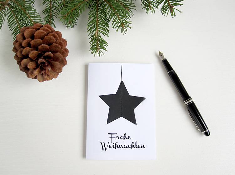 Renna Deluxe Frohe Weihnachten Karte mit Stern in schwarz Preisnachlass