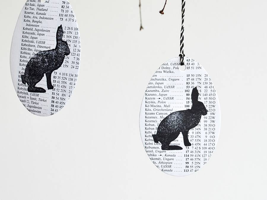 Renna Deluxe Ostereier zum Anhängen mit Hase gestempelt aus Papier Fabrikpreis