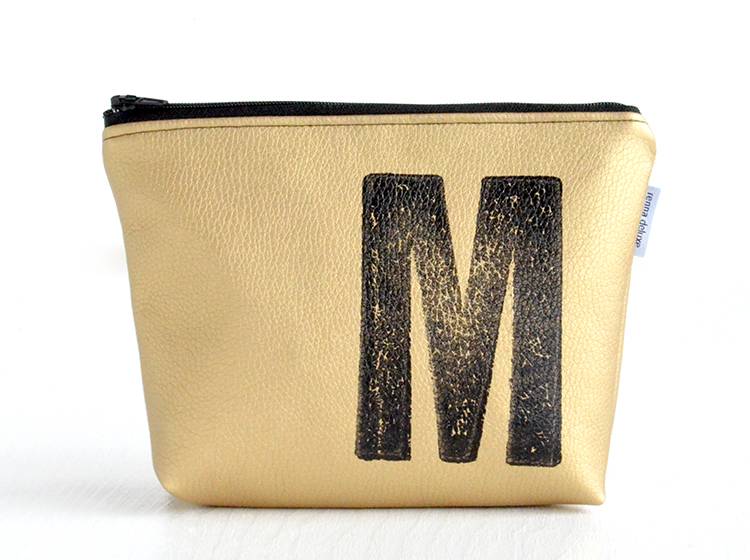 Renna Deluxe Kosmetiktasche Metallic GOLD personalisiert mit Monogramm Heißer Verkauf