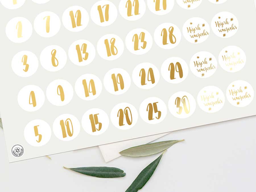 Renna Deluxe RAMADAN Kalender Zahlensticker in GOLD VIP-Rabatte