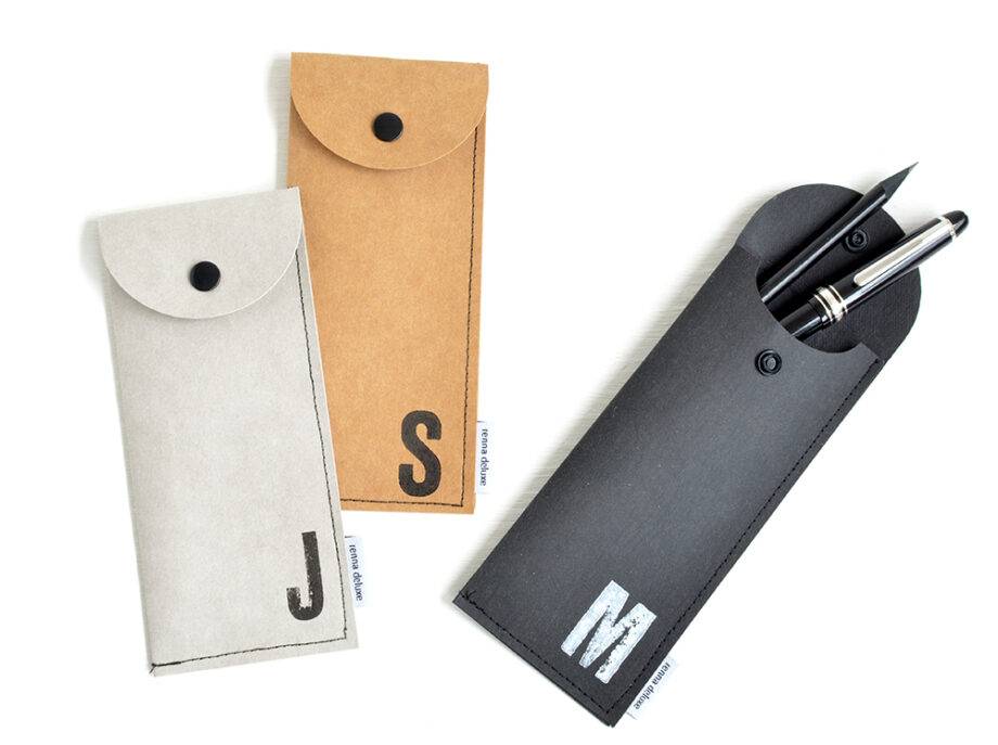 Renna Deluxe Braunes Stifteetui mit Monogramm vegan Saisonale Angebote