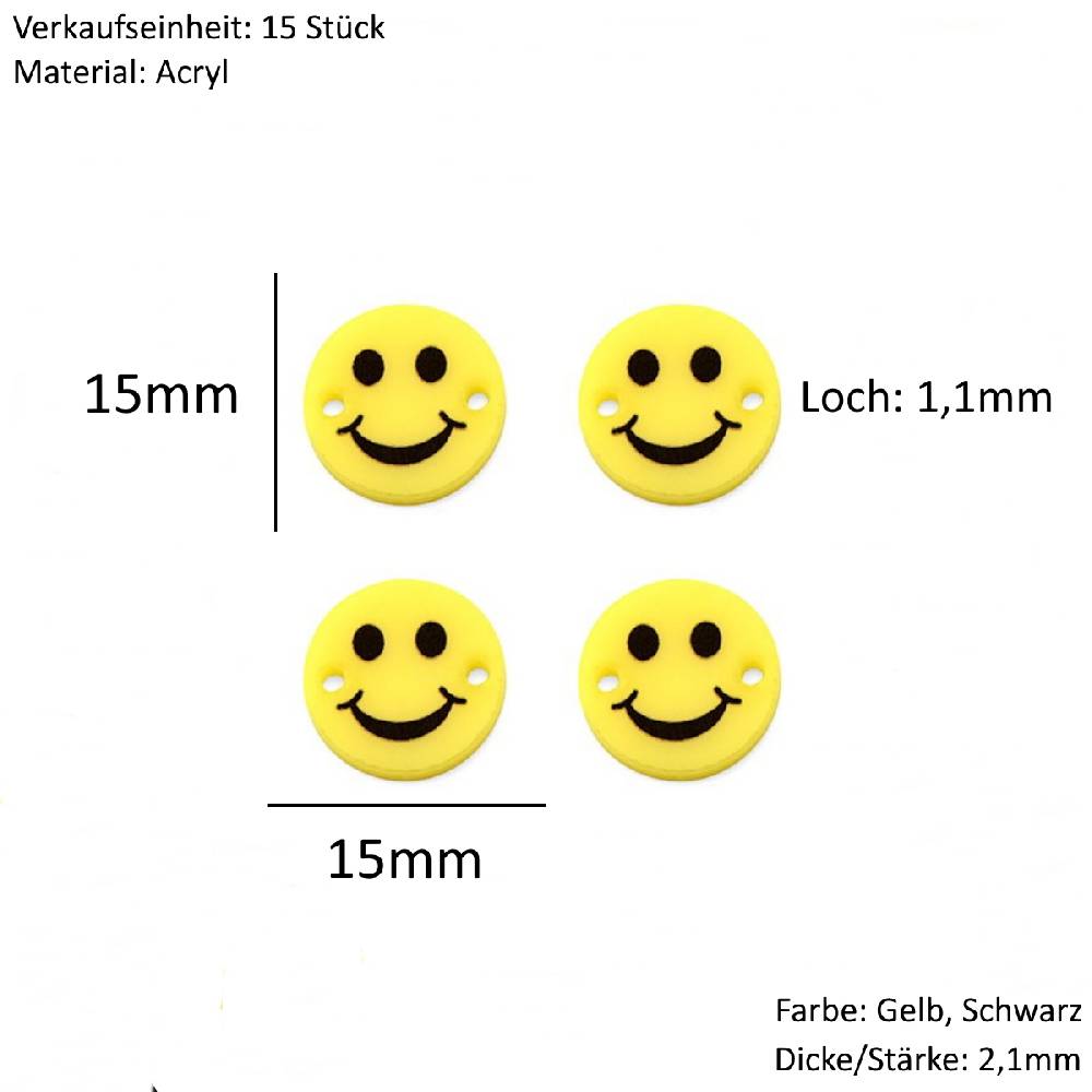 Sadingo Schmuckverbinder Smiley | 15 Stück, 15mm Kostenlose Rückgabe