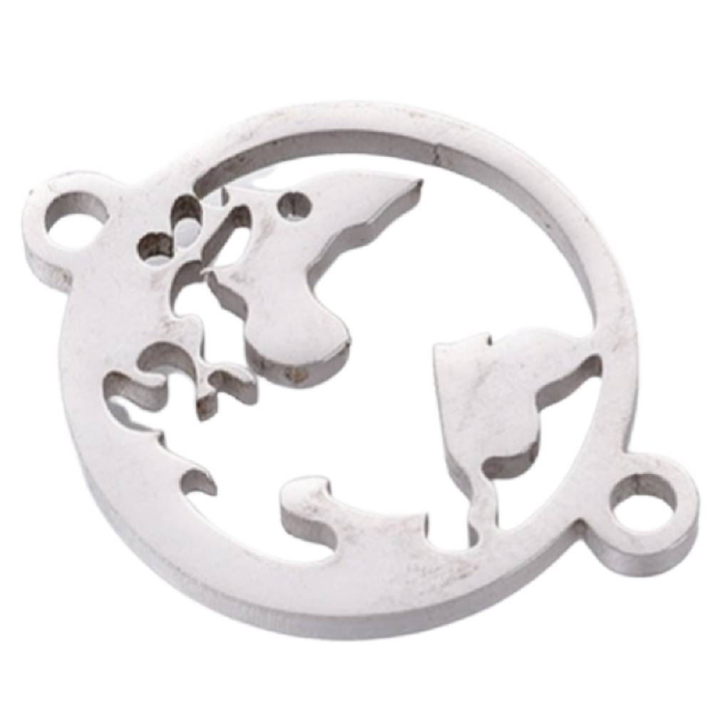 Sadingo Schmuckverbinder Weltkugel | 20 x 15 mm, 10 Stk., Edelstahl Cyber Monday