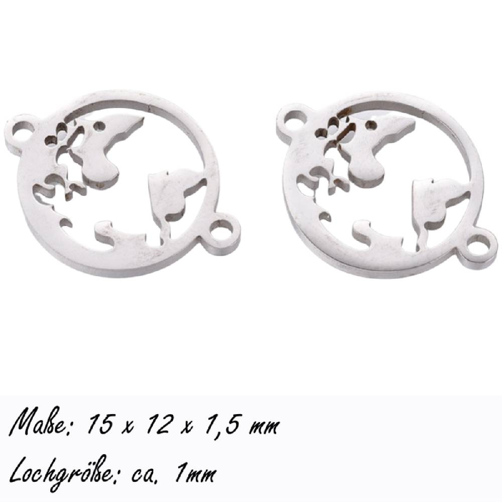 Sadingo Schmuckverbinder Weltkugel | 20 x 15 mm, 10 Stk., Edelstahl Cyber Monday
