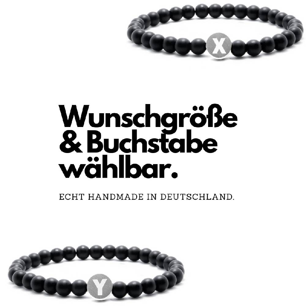 Sadingo Partnerarmband-Set aus schwarzen Natursteinperlen Exklusive Angebote